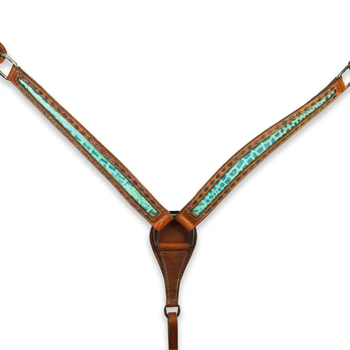 Ezy Ride Breastplate With Turquoise Croc Print Harness 1
