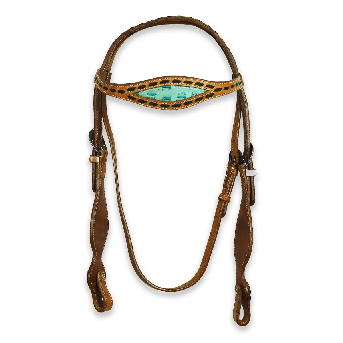 Ezy Ride Bridle With Turquoise Croc Print Harness 1