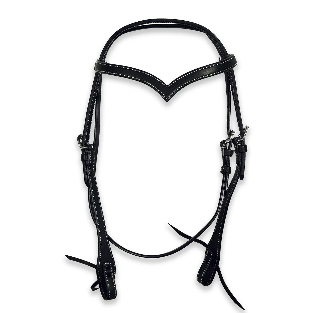 Ezy Ride Bridle Plain With V Brow And White Stitching Black 1