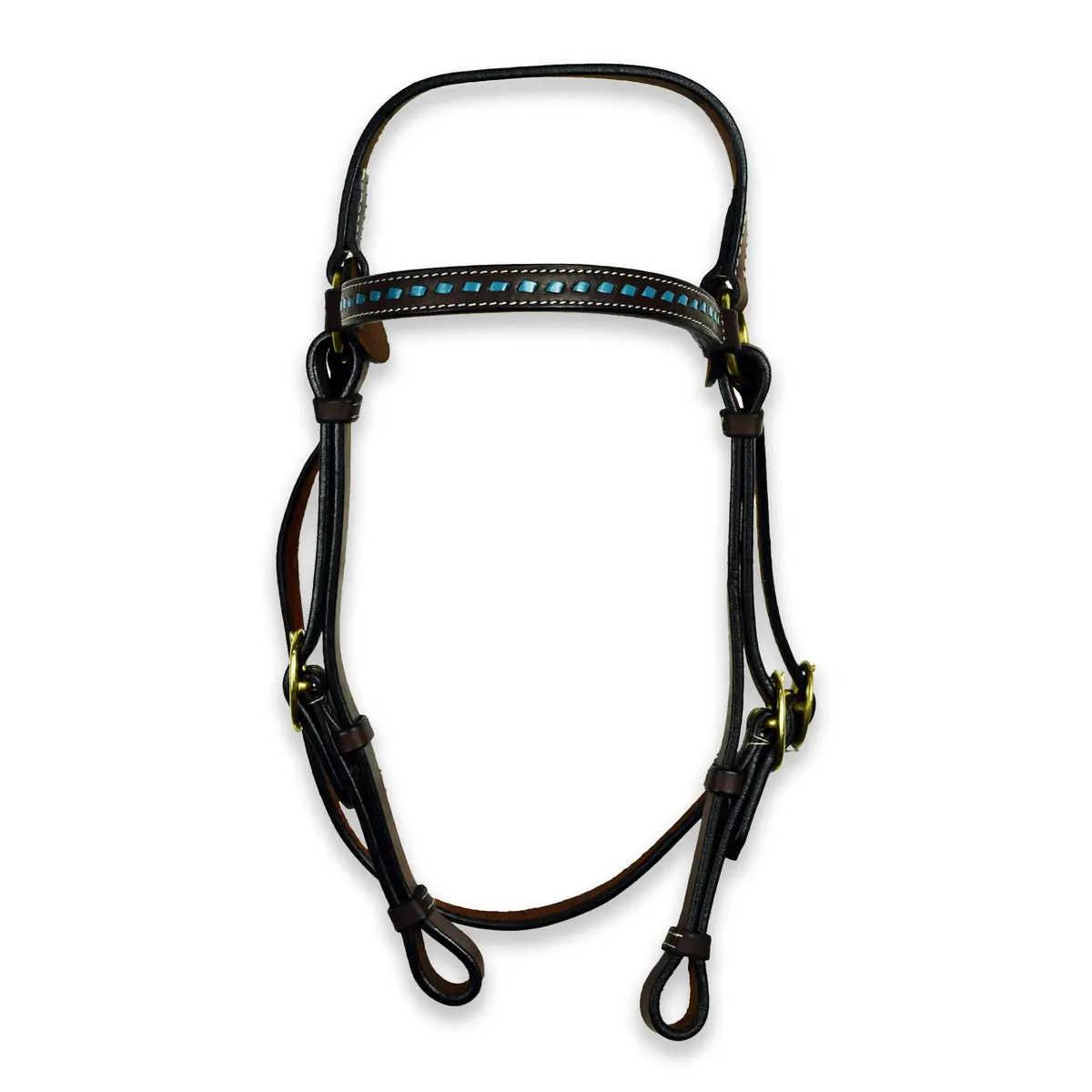 Ezy Ride Bridle Barcoo With Turq Laced Brow Oiled Harness 1