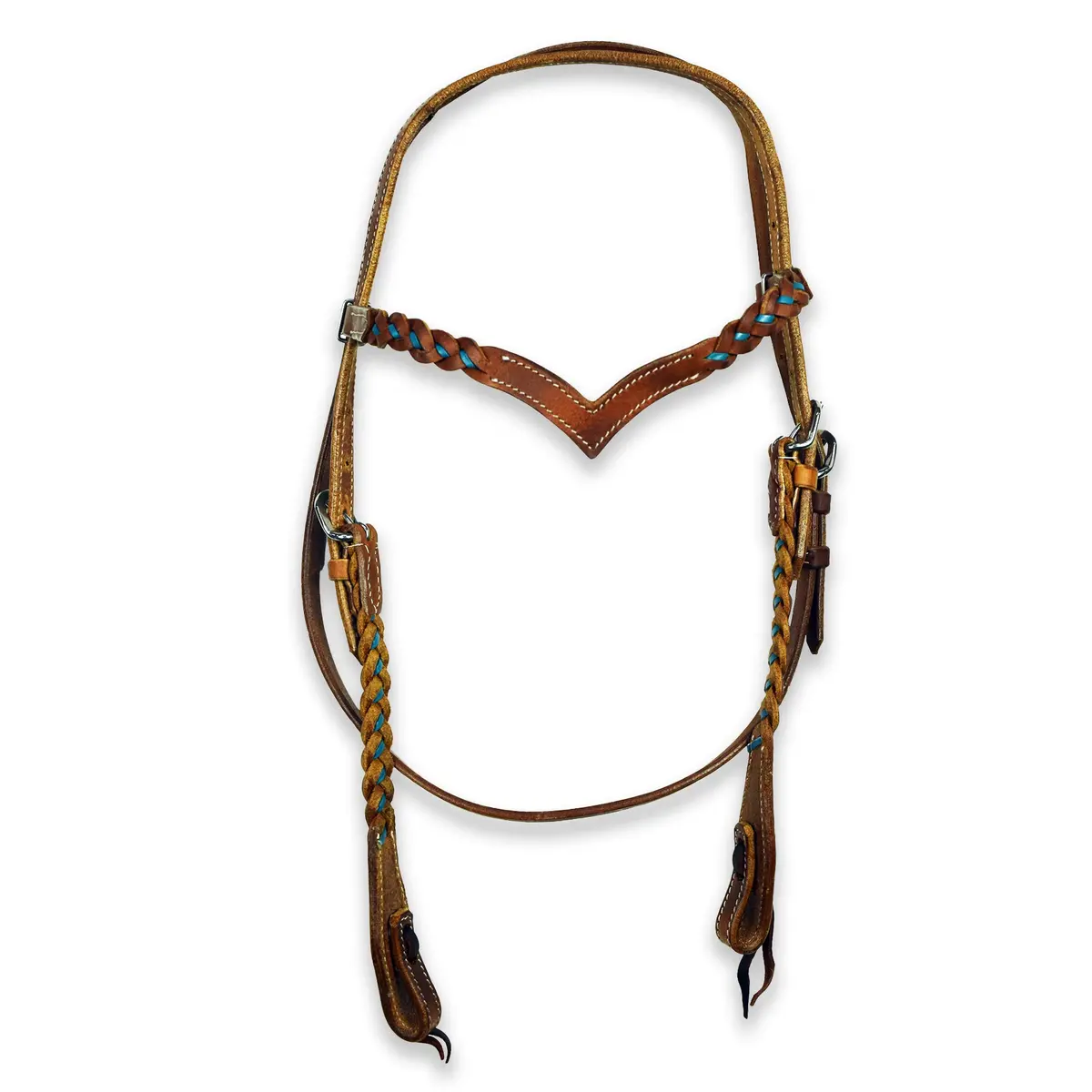 Ezy Ride Bridle V Brow Blue Plaiting Harness 1