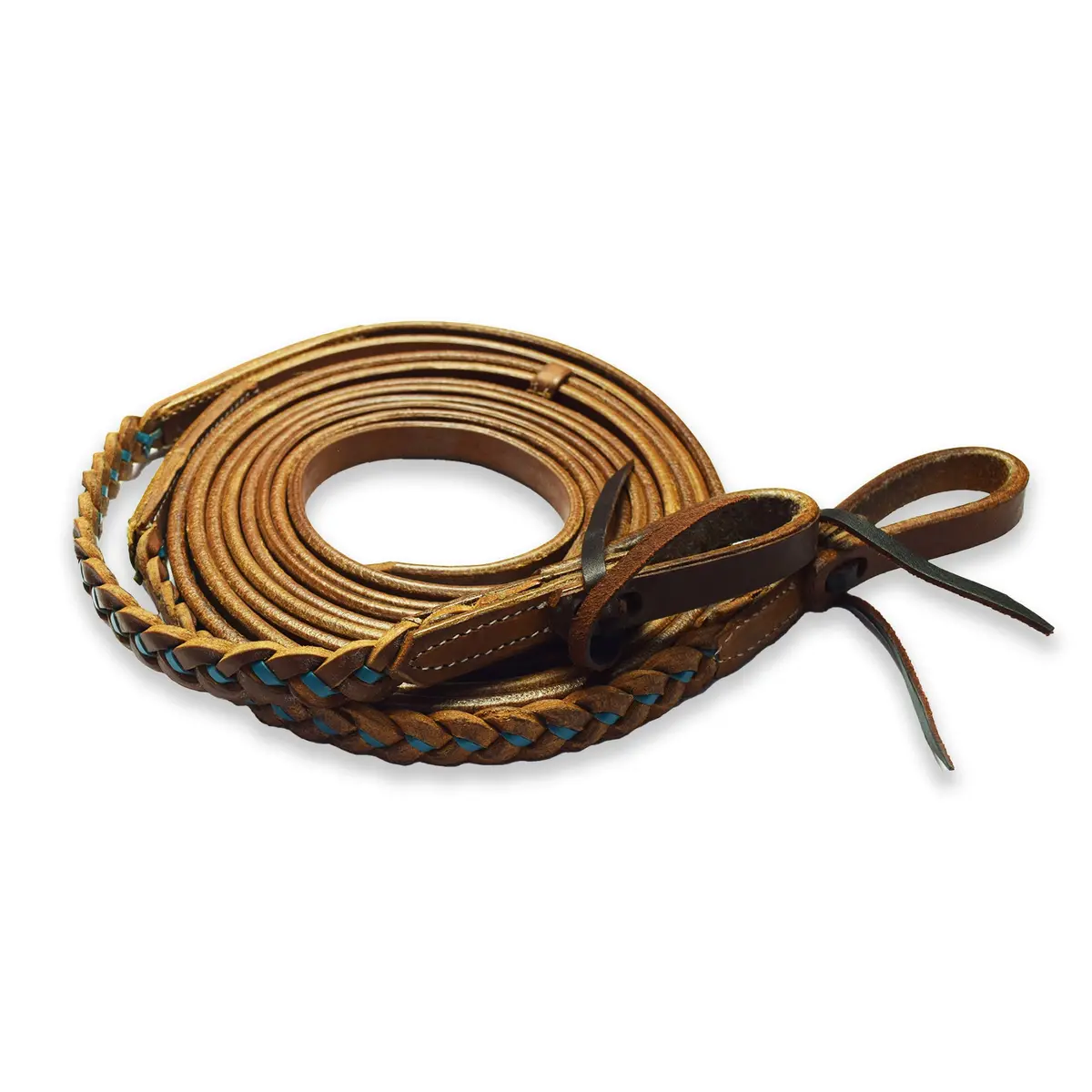 Ezy Ride Reins Split With Blue Plaiting Harness 1