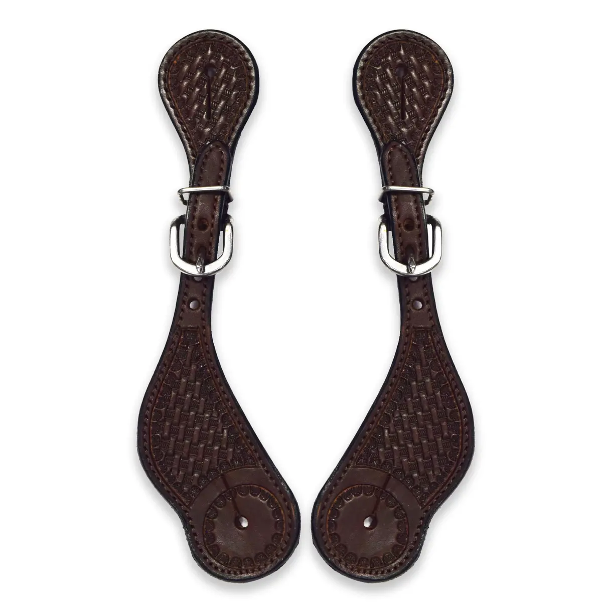 Ezy Ride Spur Strap Basket Stamped Chocolate Youth 1