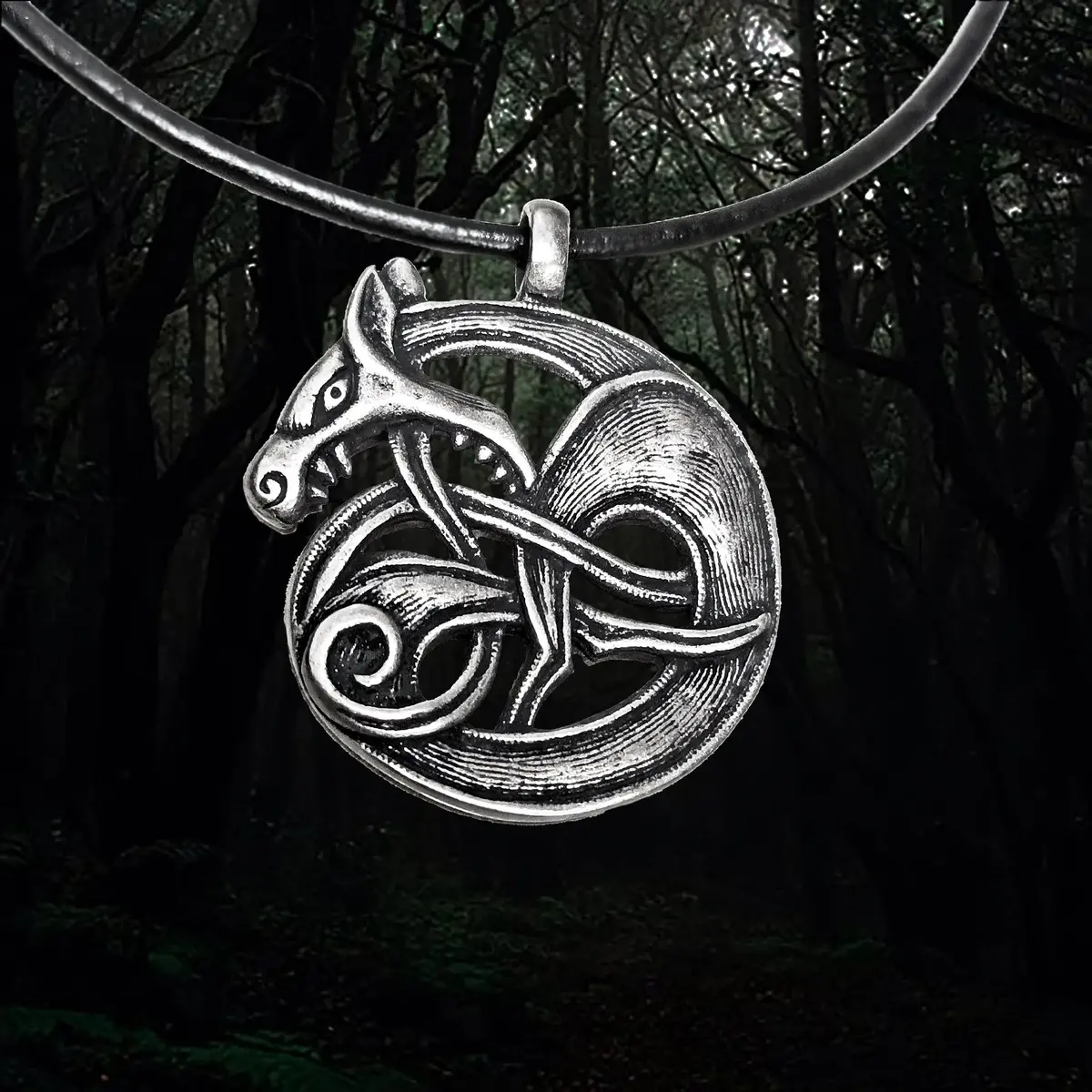Large Silver Fenrir Viking Wolf Pendant 1
