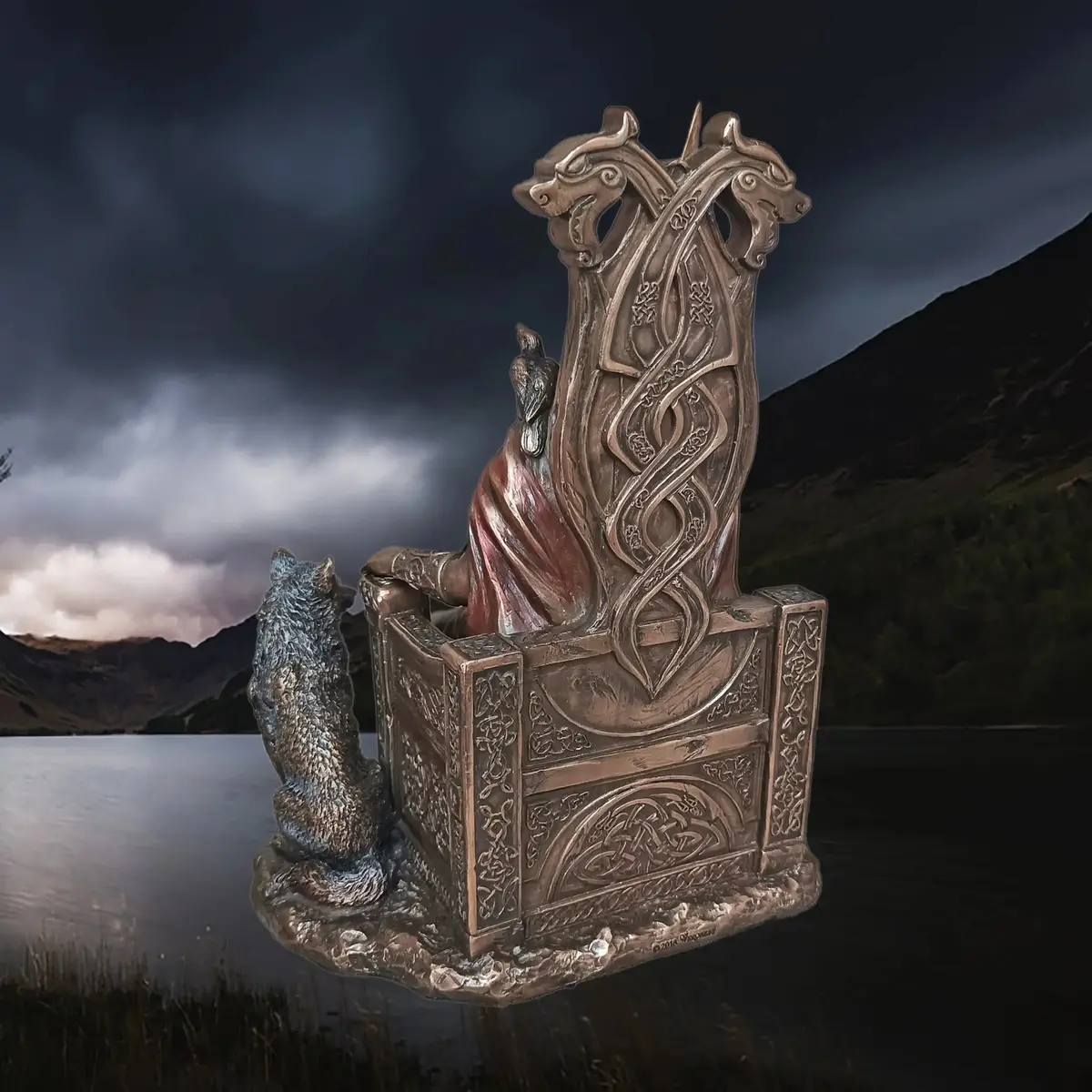Large Resin Seated Odin Statue - Norse God Mythology 2