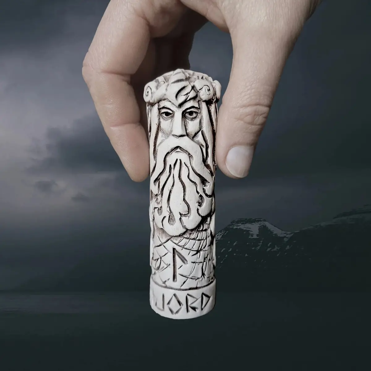 Hand-Crafted Ceramic Norse God Njord Statuette 2