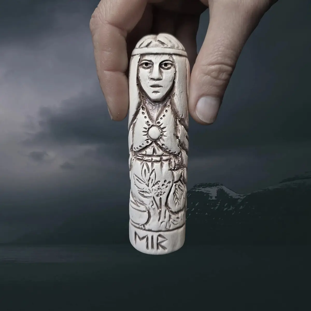 Hand-Crafted Ceramic Norse Goddess Eir Statuette 2