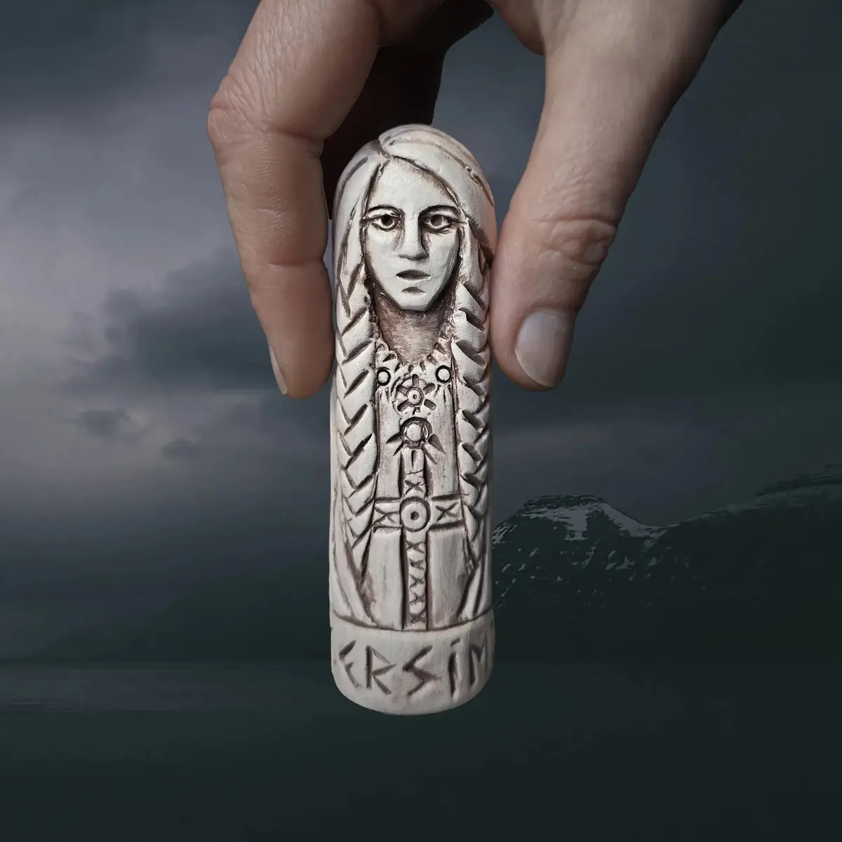 Hand-Crafted Ceramic Norse Goddess Gersimi Statuette 2