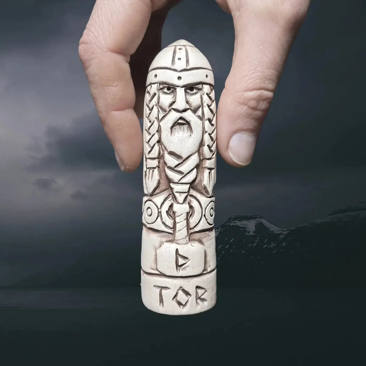 Hand-Crafted Ceramic Norse Thunder God Thor Statuette 2