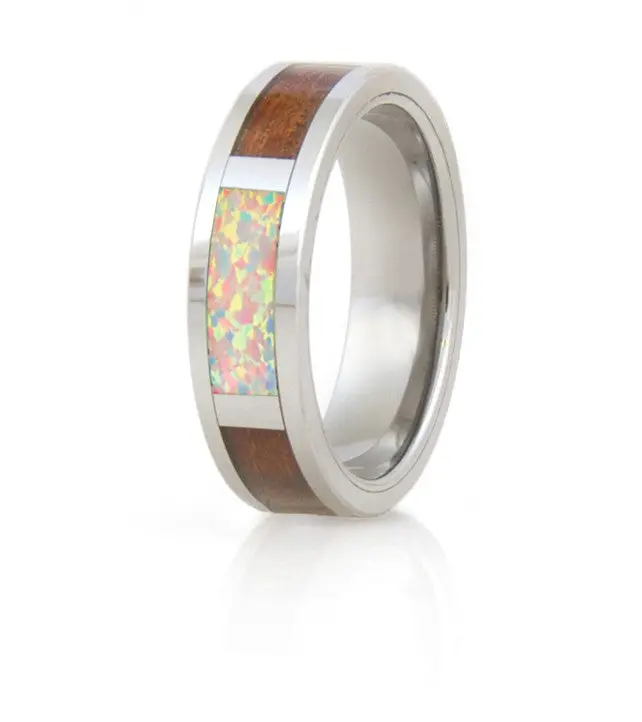 Koa Eternity Ring - Opal 1