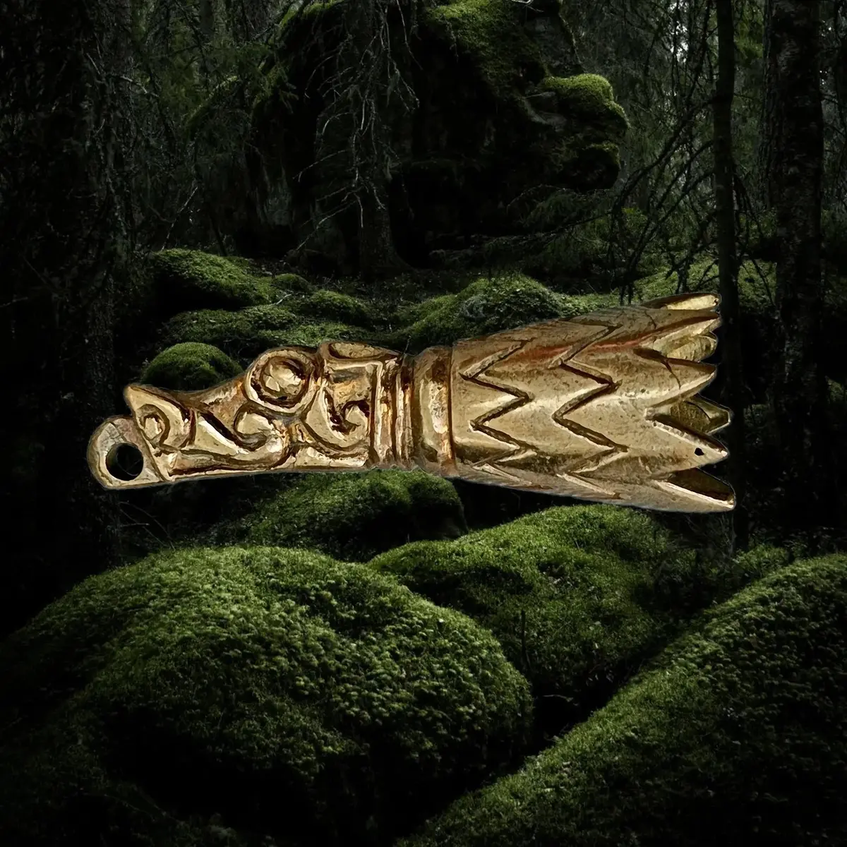Medium Bronze Viking Drinking Horn Finial With Dragon Head 2