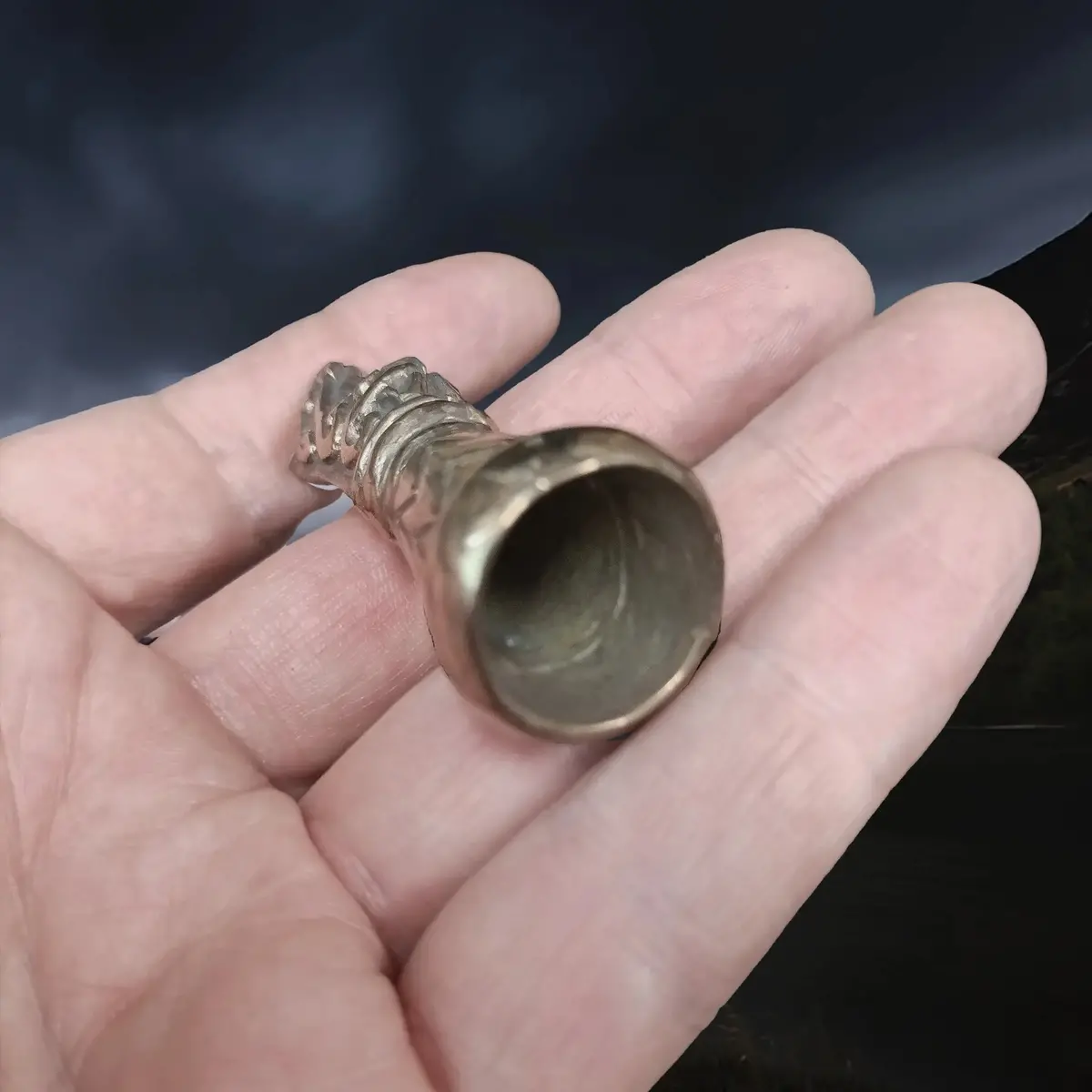 Large Bronze Viking Drinking Horn Finial With Gotland Dragon Head 2