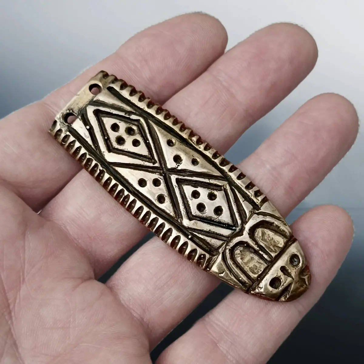 Large Bronze Swedish Viking Strap End 1