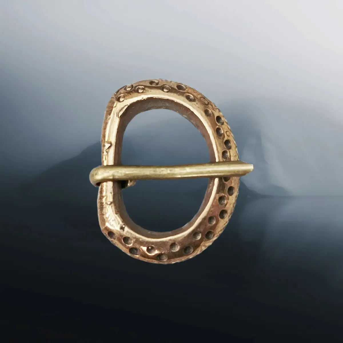10Th - 11Th Century Small Replica Saxon Bronze Buckle With Dot Design 1