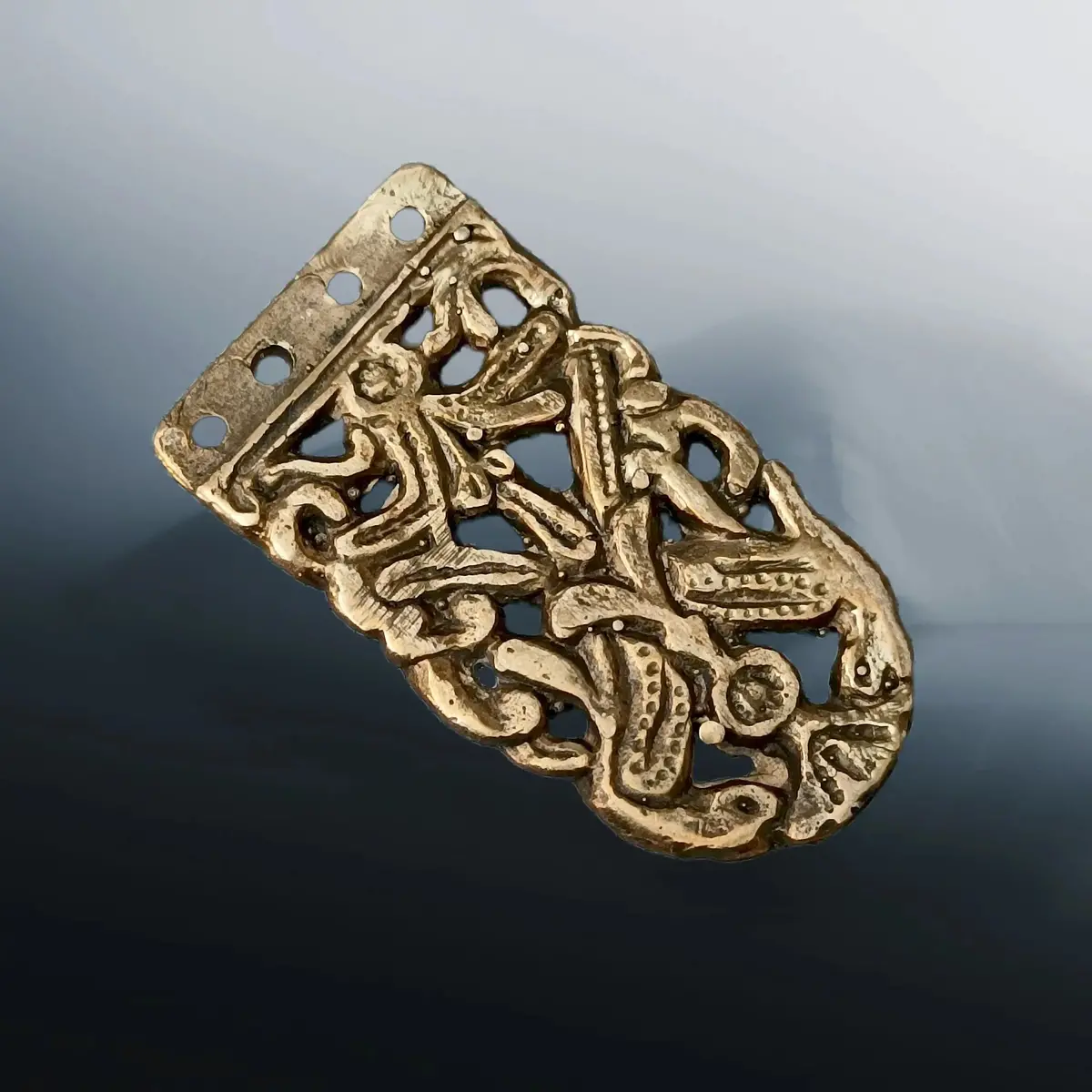 Bronze Viking / Saxon Strap End From Winchester With Bird Design 1