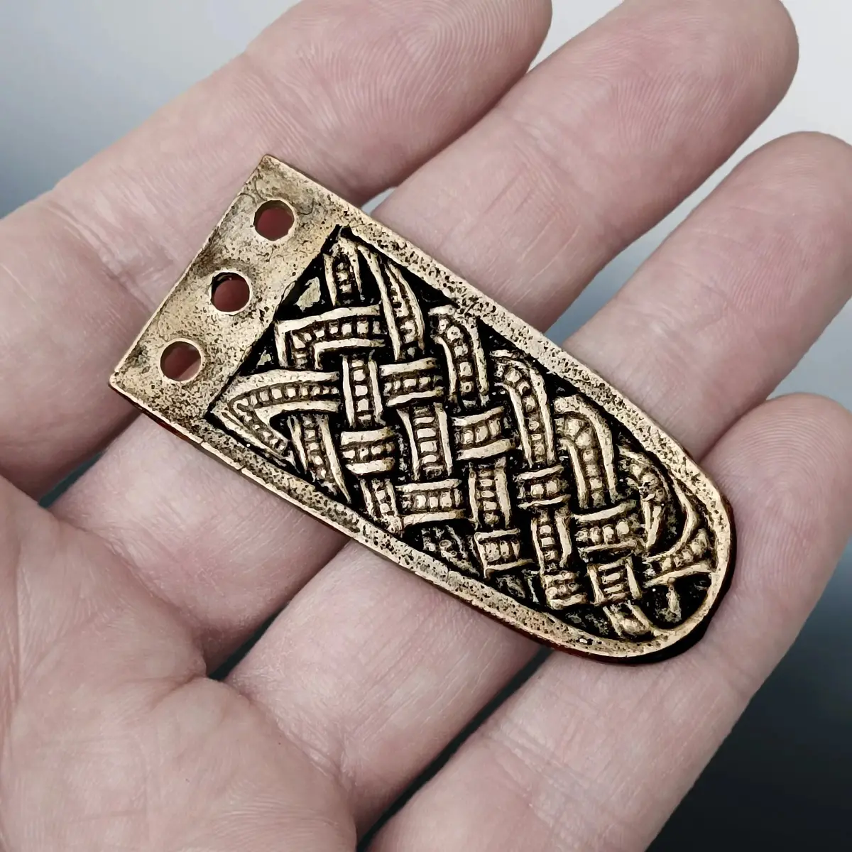 Bronze Viking / Saxon Strap End With Cross Hatching From York 1