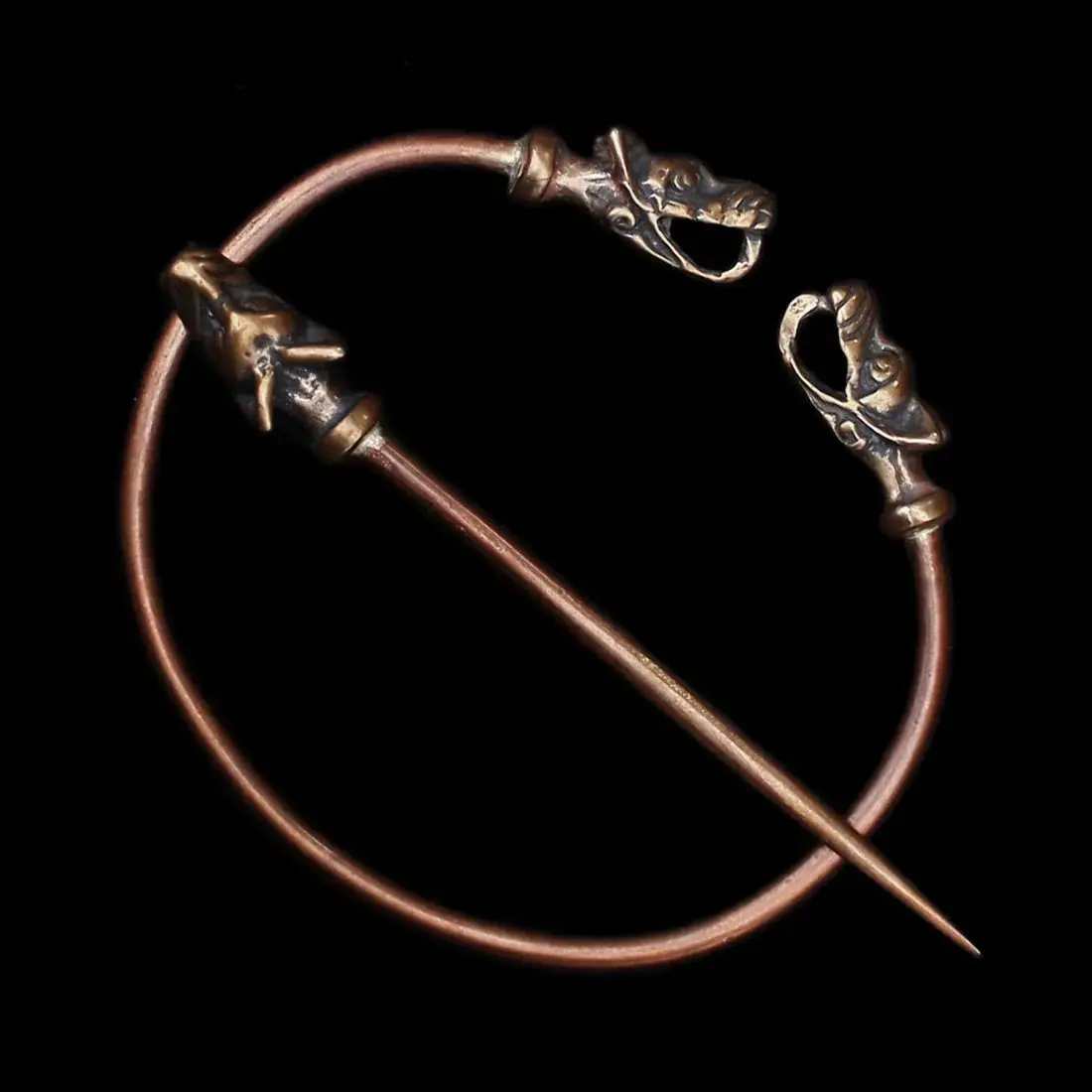 Bronze Penannular Brooch With Icelandic Wolf Heads 2