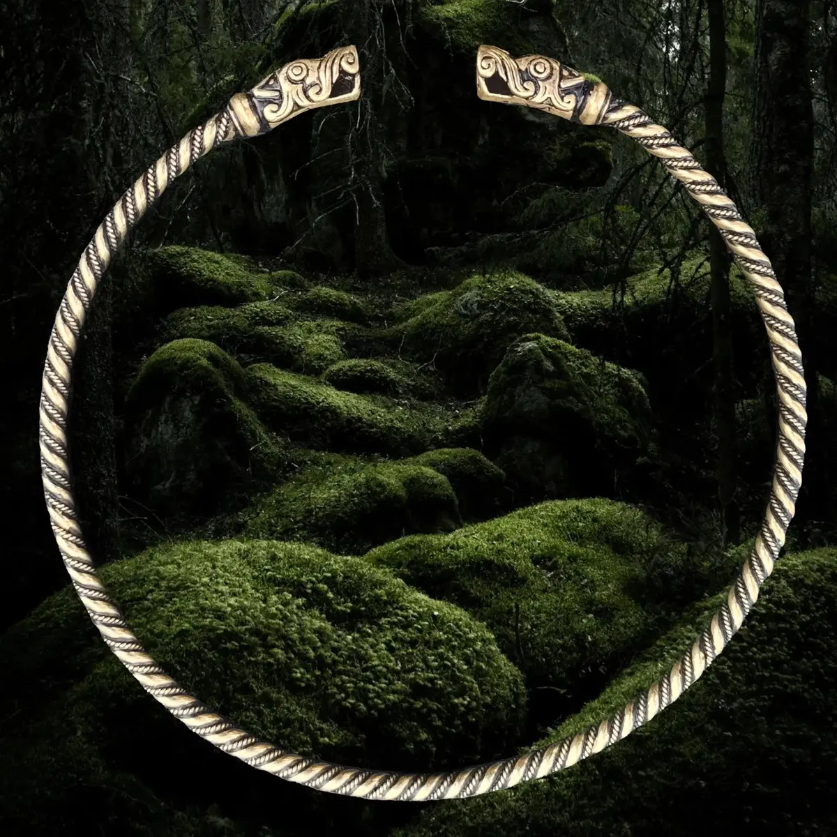 Viking Age Inspired Bronze Twisted Gotland Dragon Neck Torc 1