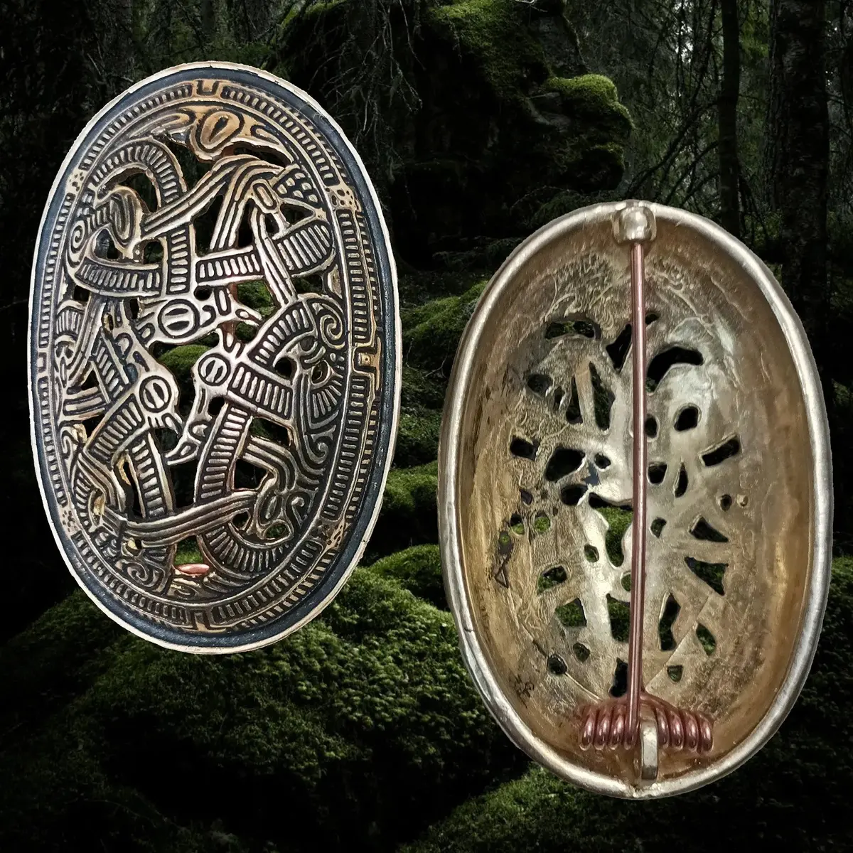 Viking Age Replica Jelling Style Bronze Viking Tortoise Brooches 1