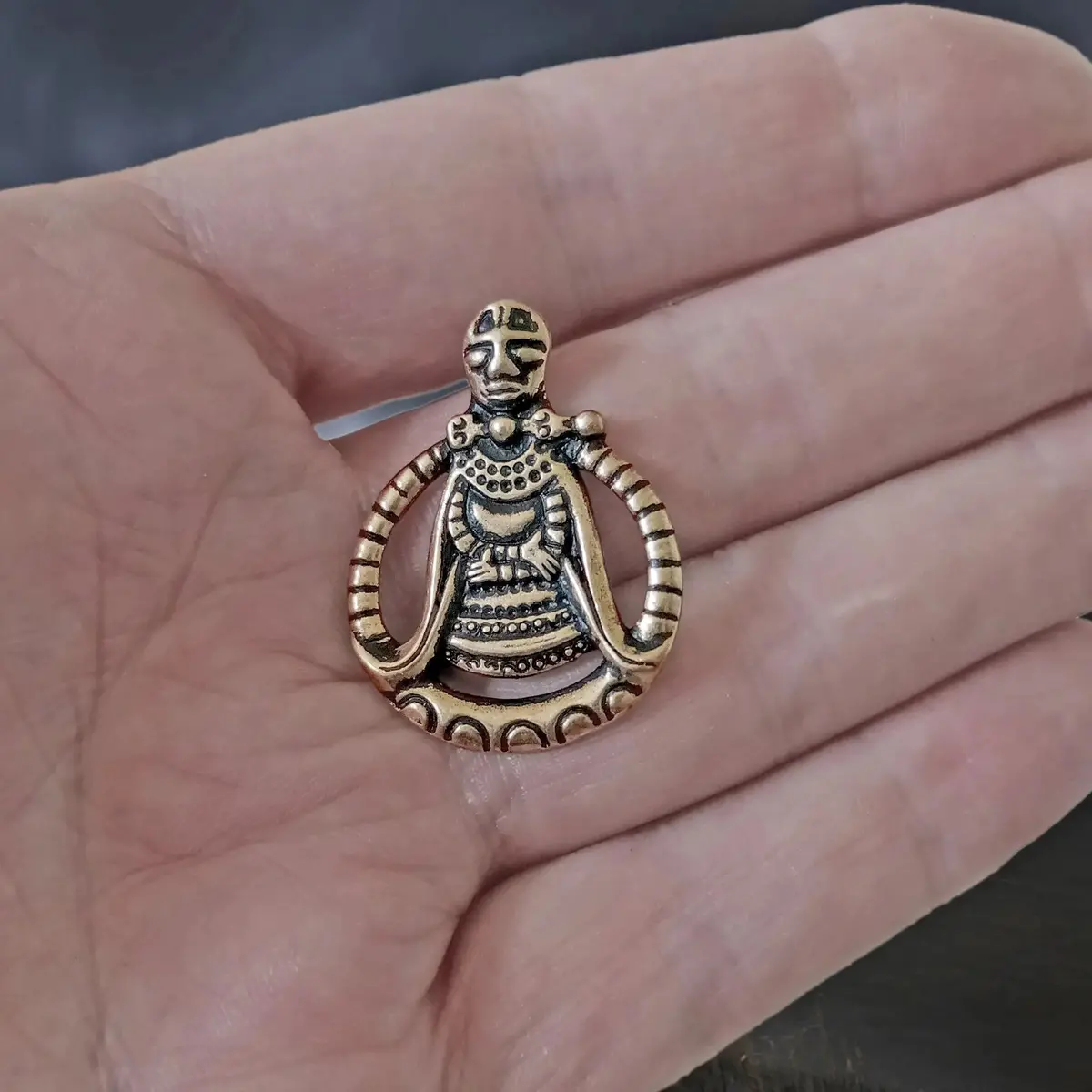 Large Bronze Circular Freya Pendant 1