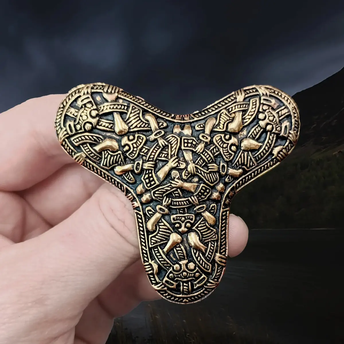 Viking Age Replica Large Bronze Viking Trefoil Brooch From Kaupang 1