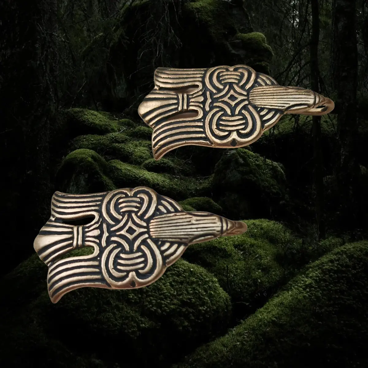 Bronze Raven Viking Leg Wrap Hooks - Pair 2