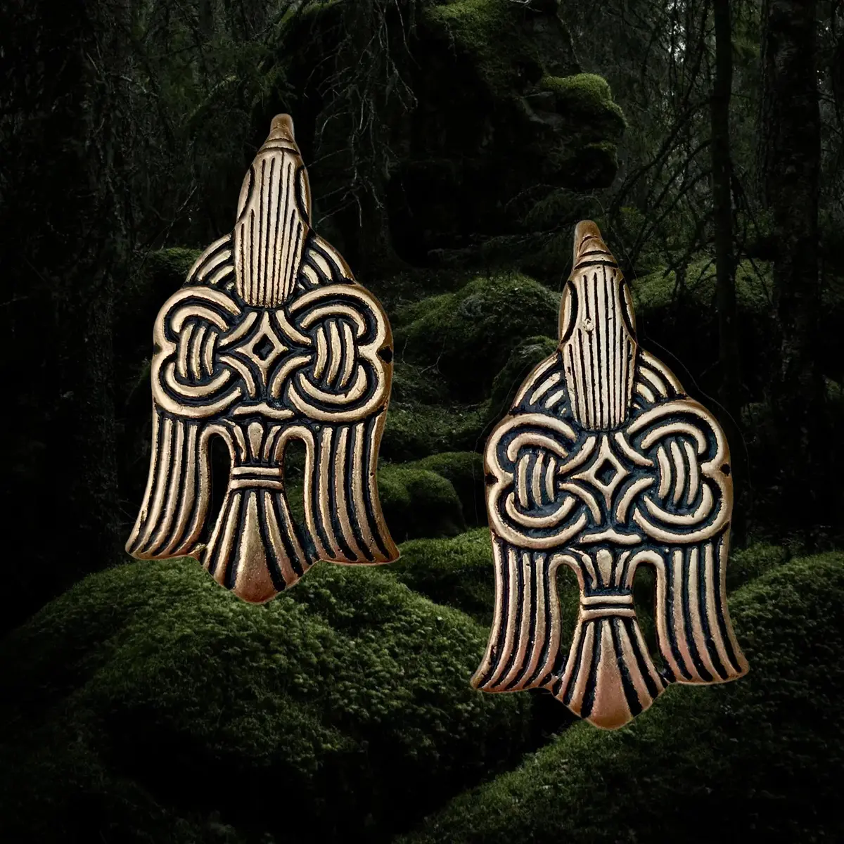 Bronze Raven Viking Leg Wrap Hooks - Pair 1