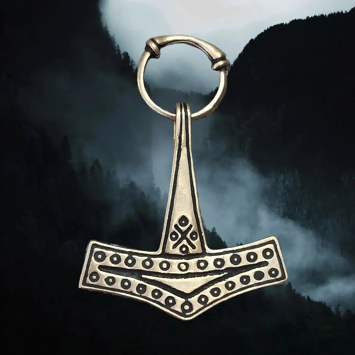 Viking Age Replica - Bronze Thor's Hammer Pendant With Ring Hanger 1