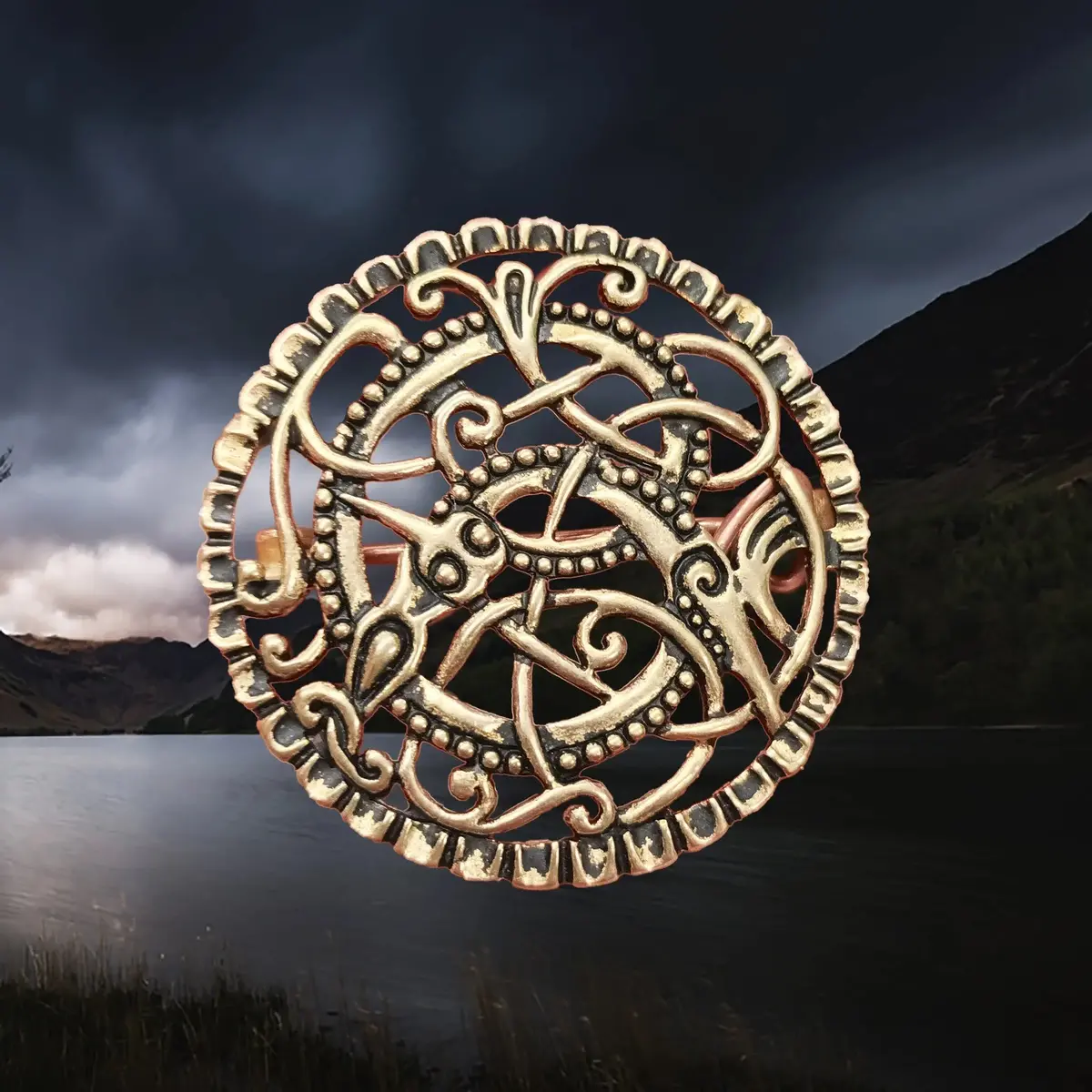 Anglo-Viking Replica Large Bronze Pitney Brooch In Urnes Style 2