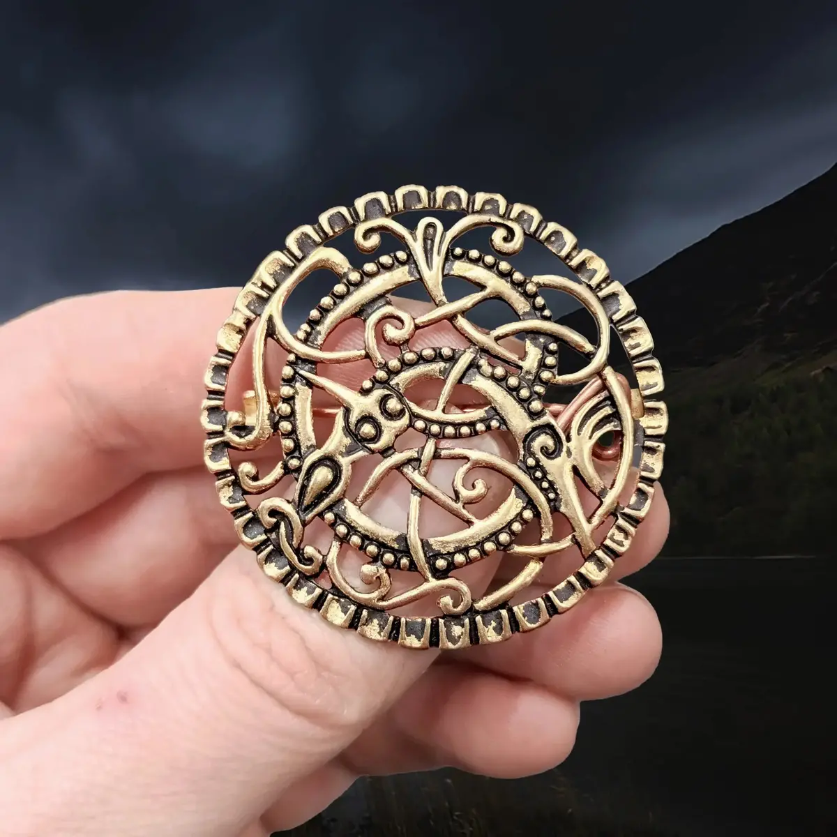 Anglo-Viking Replica Large Bronze Pitney Brooch In Urnes Style 1