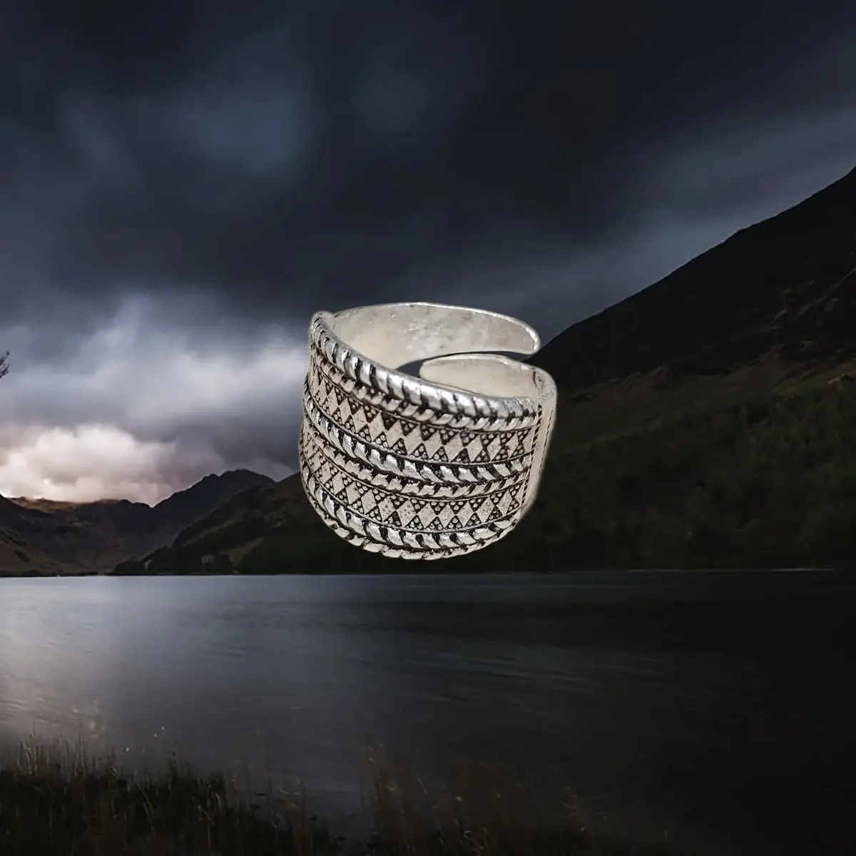 Decorated Silver Replica Viking Ring 3