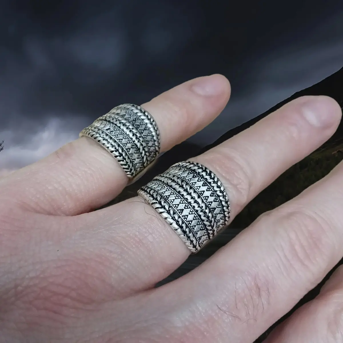 Decorated Silver Replica Viking Ring 2