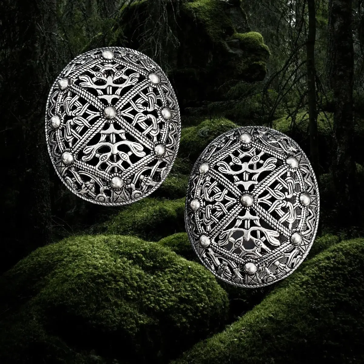 Viking Age Replica - Silver Plated Tortoise Brooches From Akershus 1