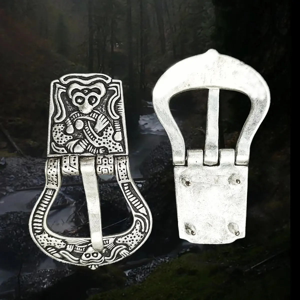 Silver Plated Borre Style Gripping Beast Viking Buckle 1