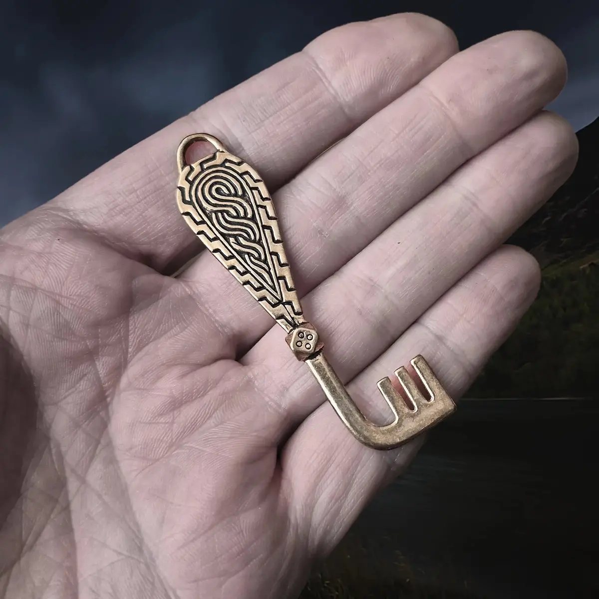 Viking Age Grave Find Bronze Replica Casket Key Pendant 1