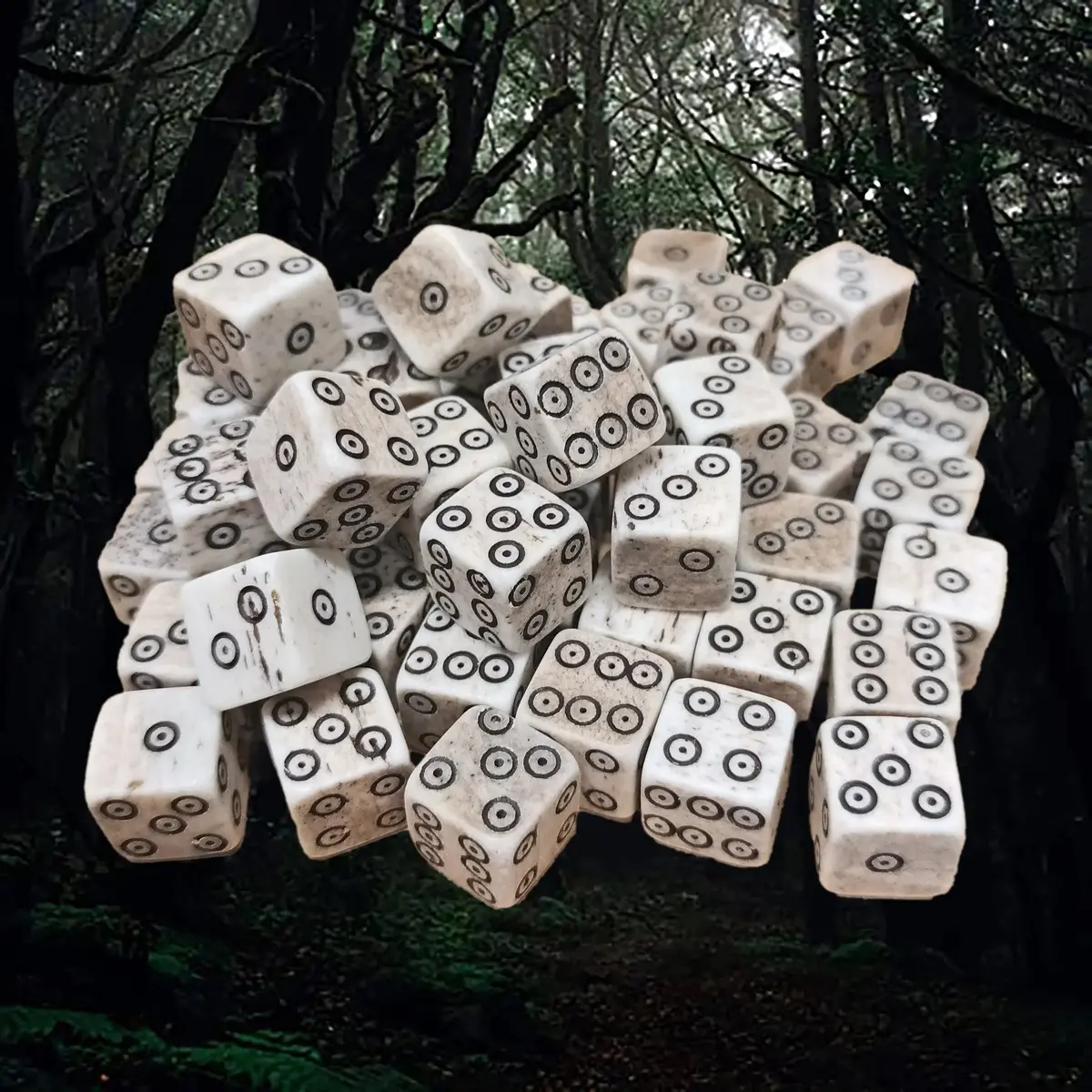 Viking Age Replica Cow Bone Dice With Dot And Ring Marks - Medium Size 1
