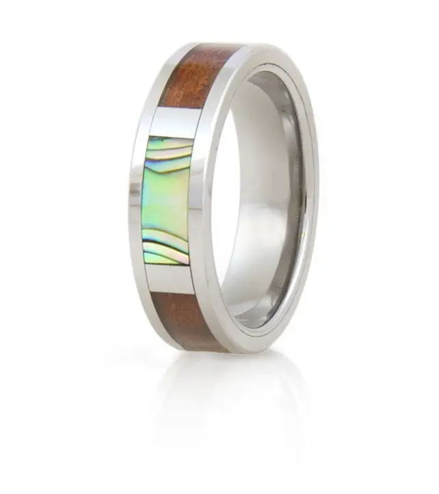 Koa Eternity Ring - Pau'a Shell 1