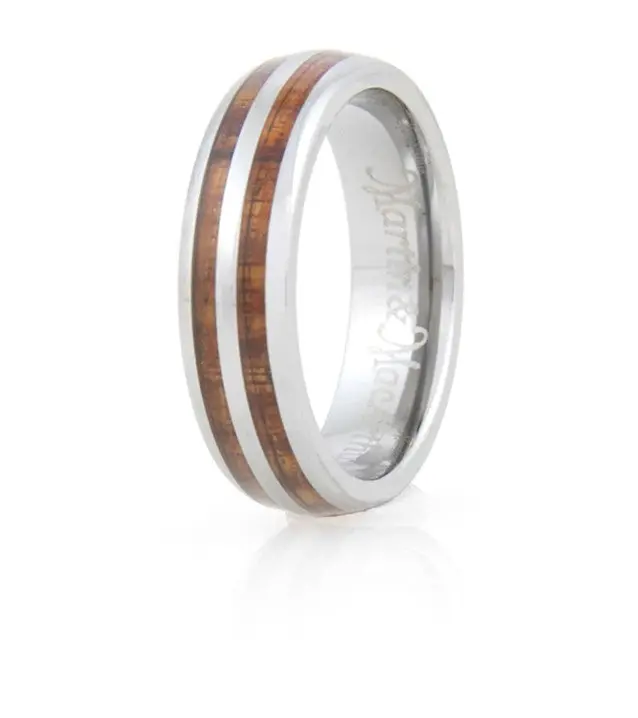 Koa Eternity Ring - Curved Striped 1