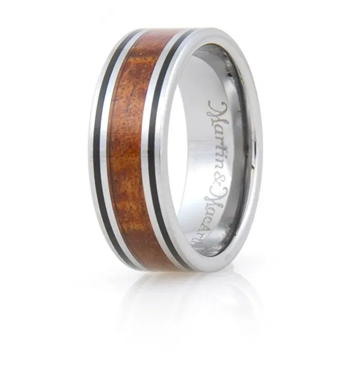 Black-Striped Koa Wood Eternity Ring
