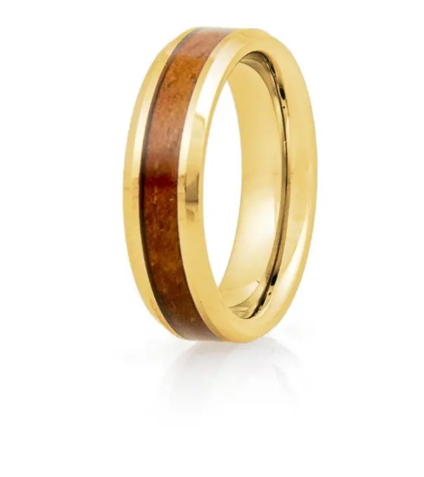 Koa Eternity Ring - Beveled Gold 2