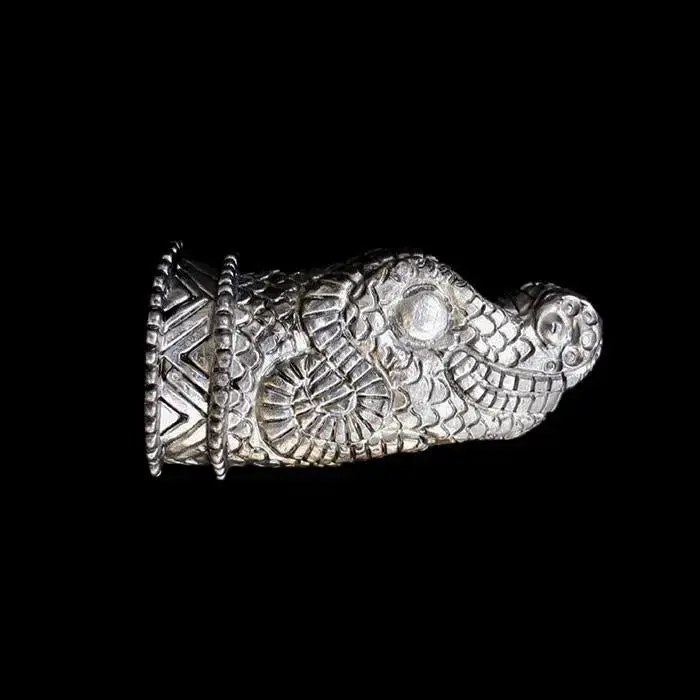 Dragon's Head Pewter Viking Drinking Horn Finial 1