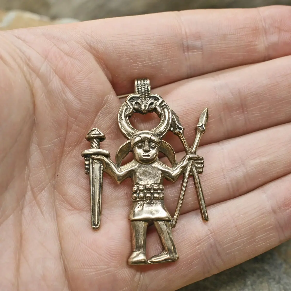 Large Bronze Odin Warrior Pendant 1