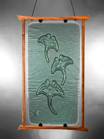 Glass Tattoo Art "Hahalua (Manta Ray)" By Roger Pawley 1