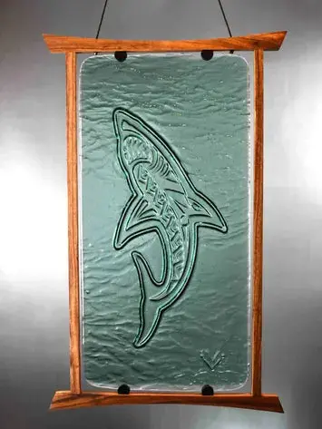 Glass Tattoo Art "Manō (Shark)" By Roger Pawley 1