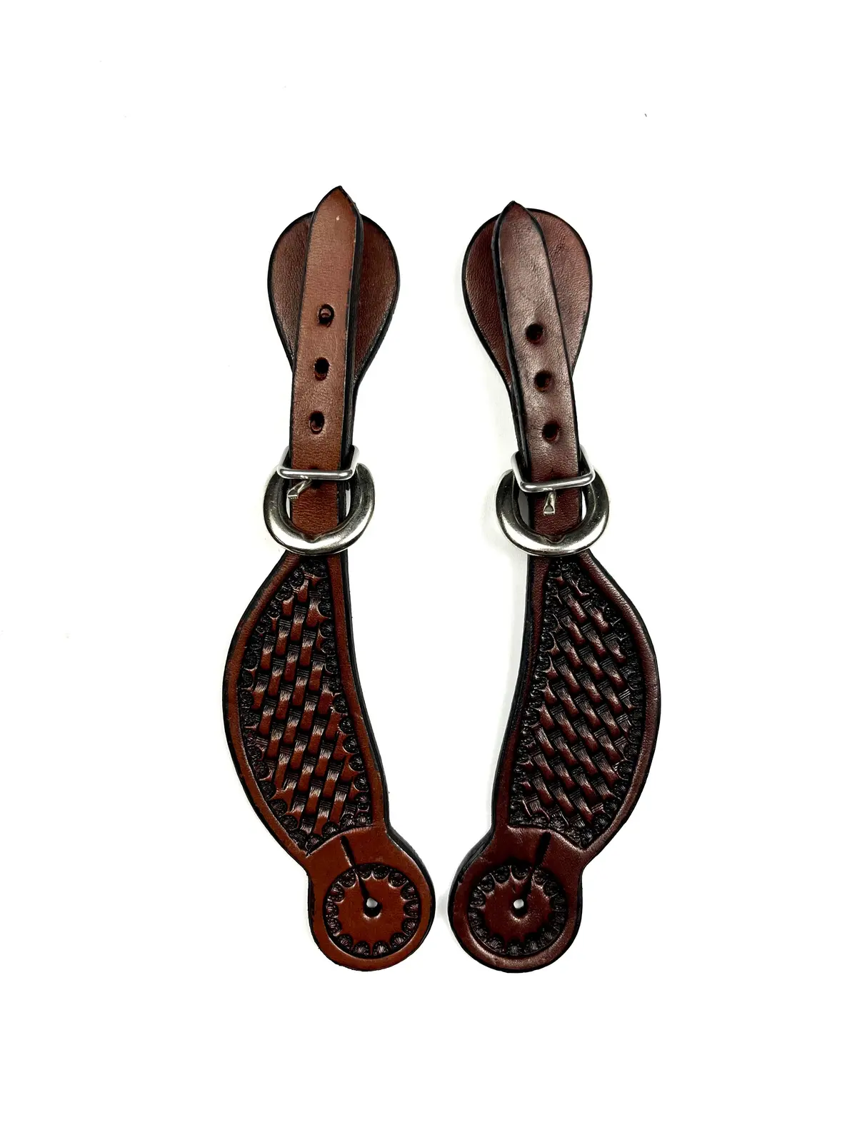 Ezy Ride Spur Strap With Basket Stamped Dark Tan Youth 1