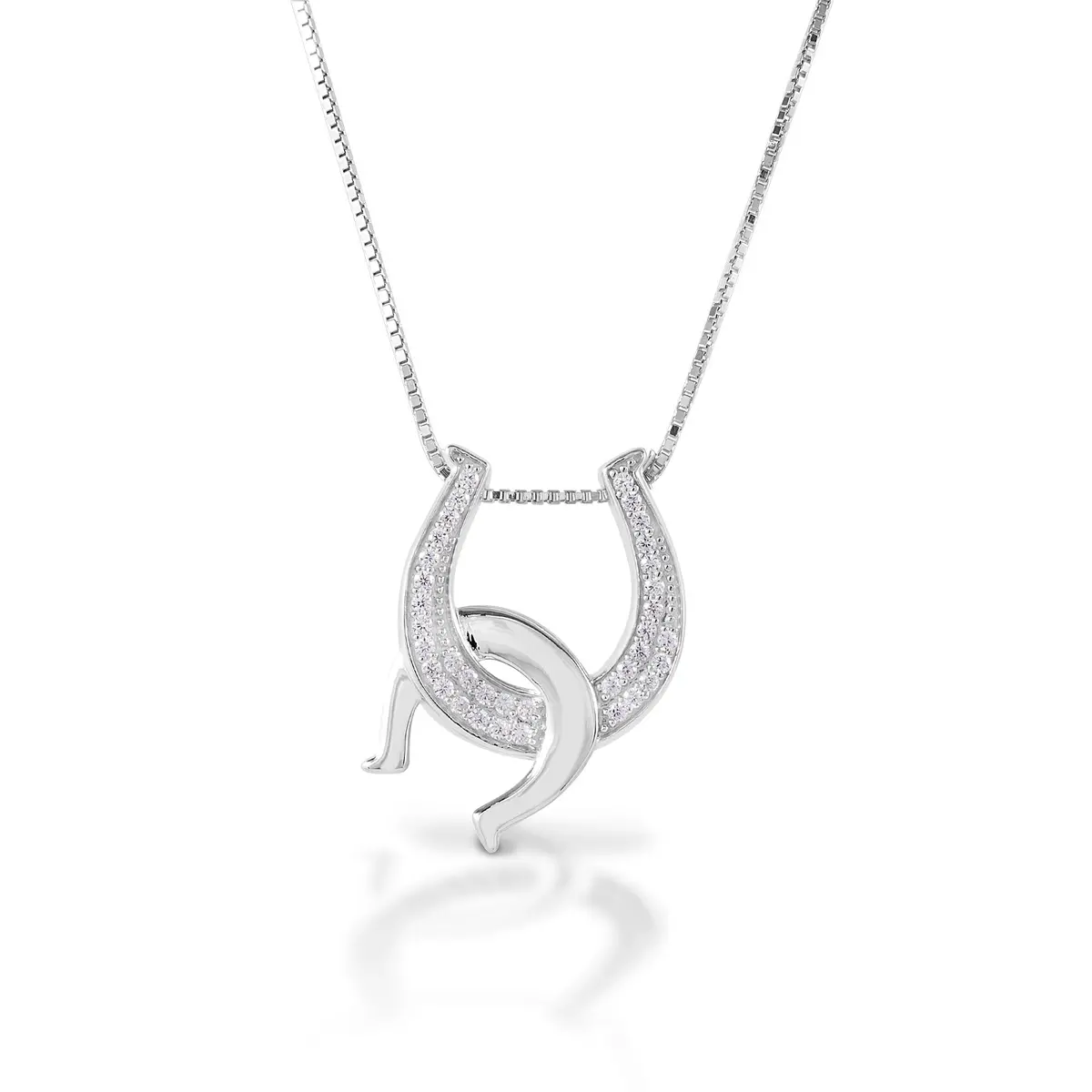 Kelly Herd Necklace Clear Double Horseshoe - Sterling Silver 1