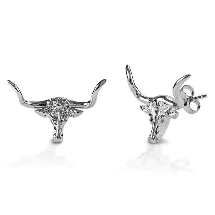 Kelly Herd Earrings Post Back Longhorn - Sterling Silver 1