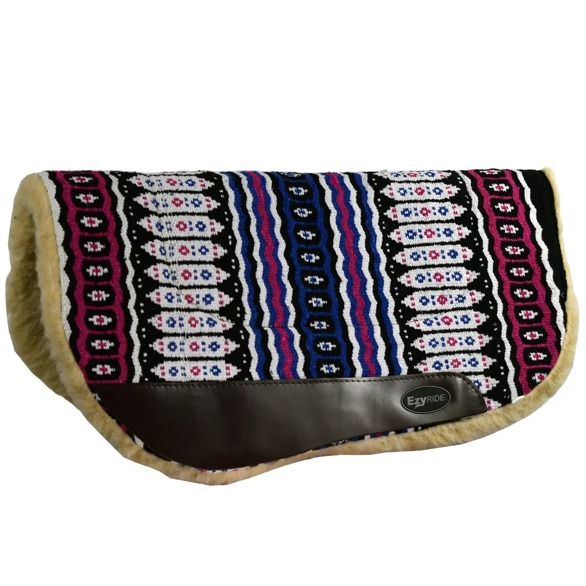 Ezy Ride Navajo Barrel Pad With Fleece  Black/Blue 1