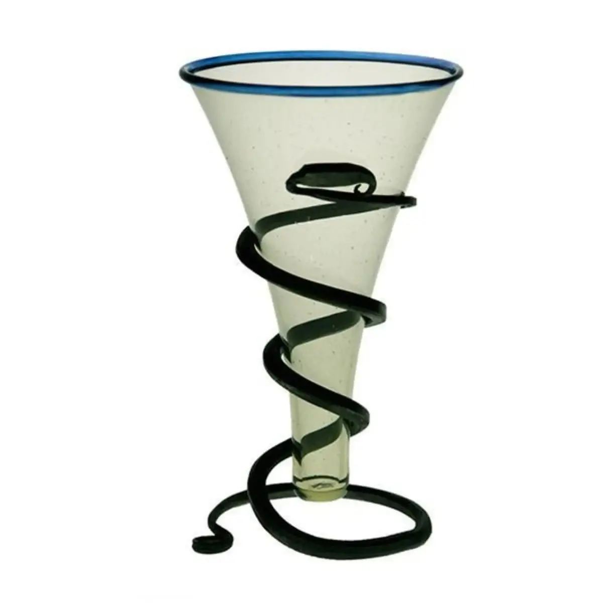 Blue Rim Glass Viking Cone Beaker With Iron Stand 1