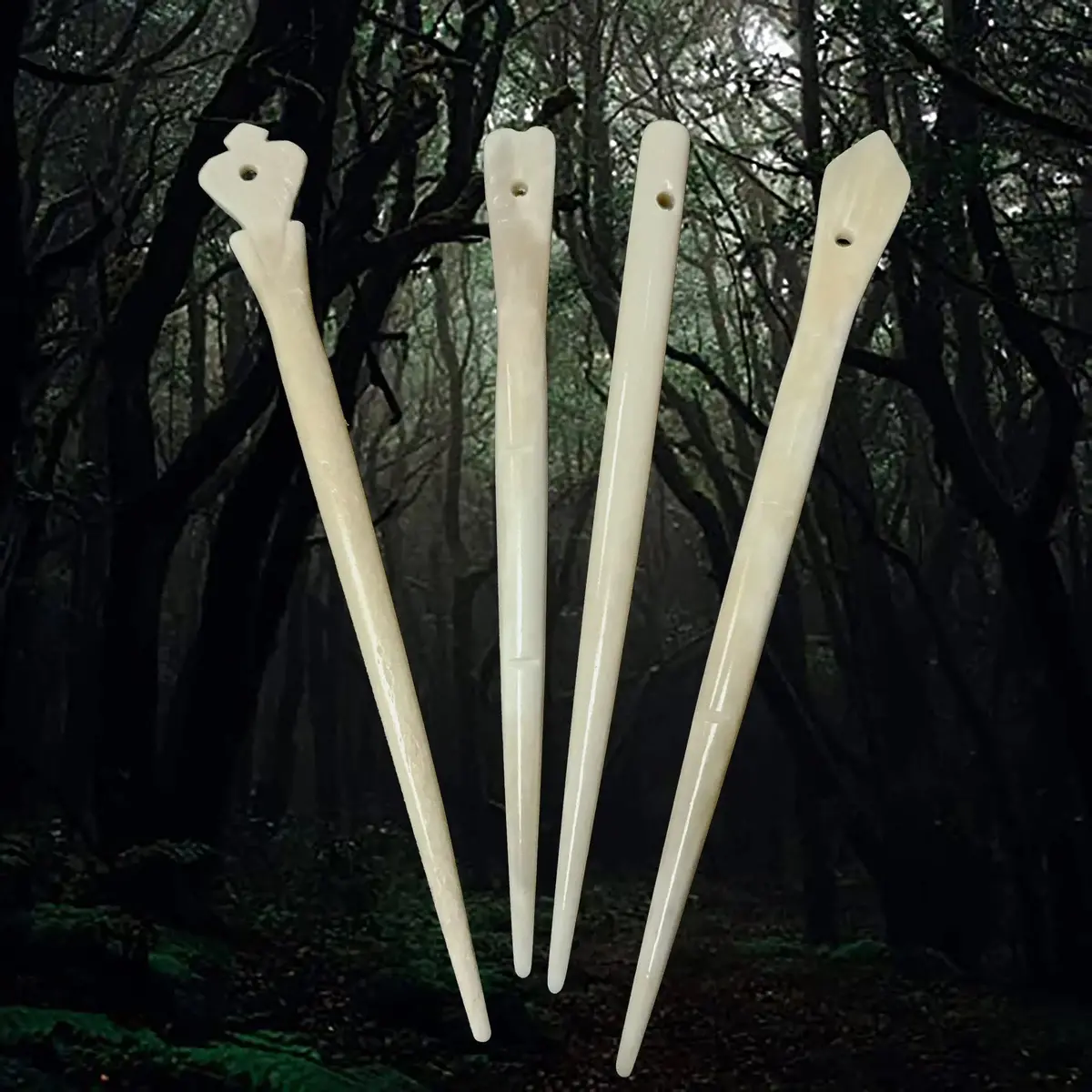 Set Of 4 Bone Viking Pins 1